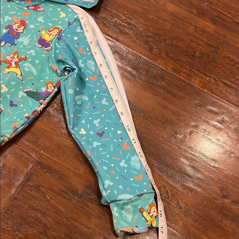 Chip & Dale Chipmunks Print 2T-3T Stretchy Teal/Blue Hoodie - Picture 5 of 7